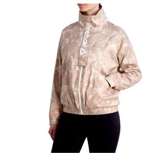 Reebok XL Printed Mesh Focus Track Jacket With Pockets Mushroom Large
